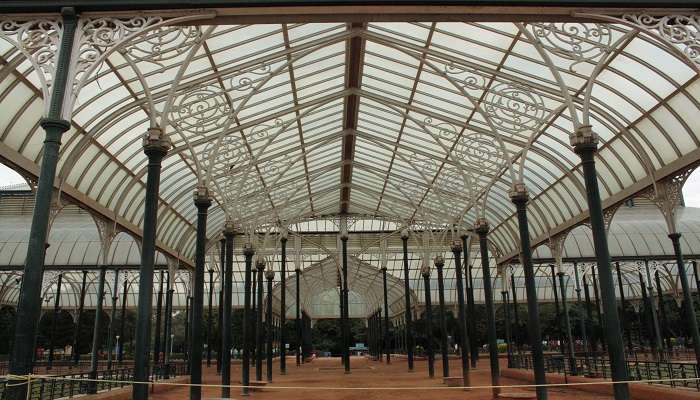 Interior view of the Glasshouse at Lalbagh Botanical Gardens, Bangalore, India