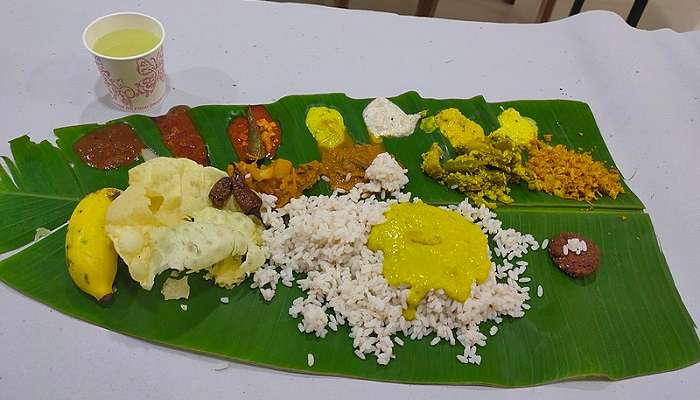 Kerala Sadya meal served on Banana leaf