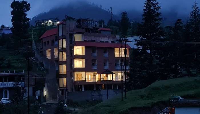 Hotel building in the evening to stay at the best resorts in Lohaghat