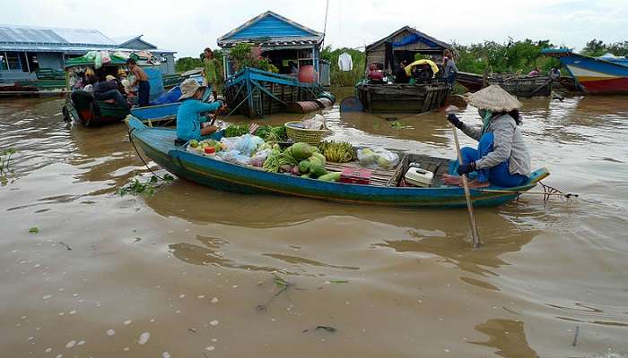 Floating market of Mechrey, floating village Cambodia