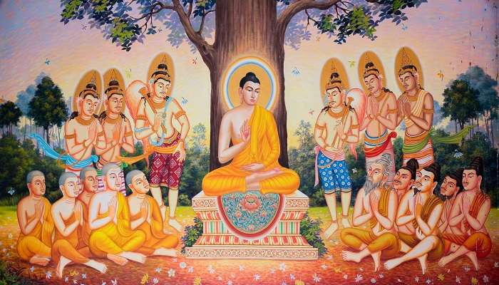 Mural of Buddha Preaching to Disciples