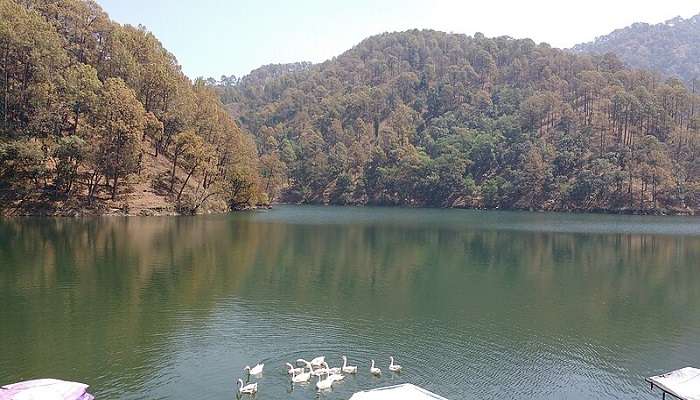 The serene lake of Naukuchiatal with nine corners