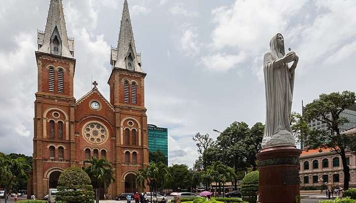 Notre Dame Cathedral of Saigon is a popular crowd puller near Thien Hau Temple.