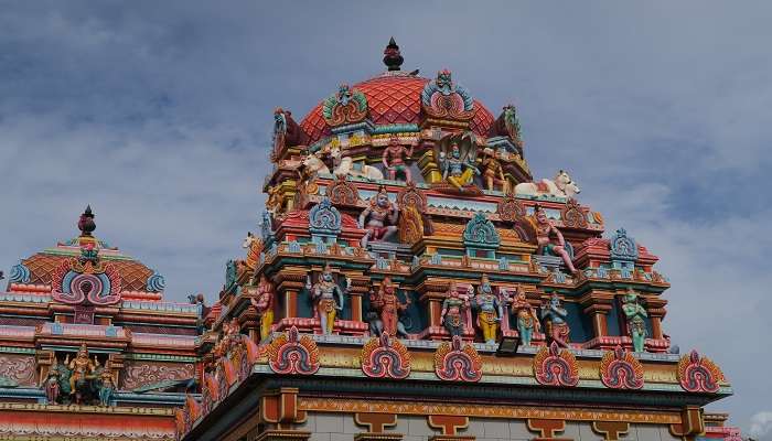 A View of The Colourful Carvings At Sockalingum Meenatchee Ammen Kovil