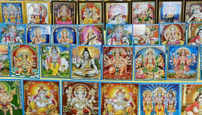 Photo frames of Hindu Gods and Goddesses are popular in Badrinath