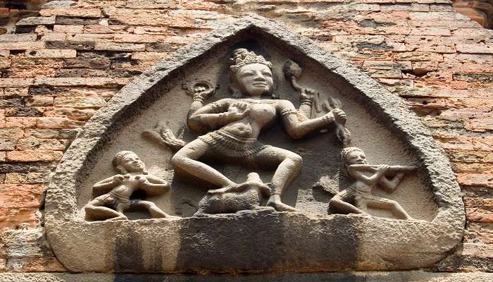 Hindu Goddess Durga carving on the entrance of the temple at Po Nagar Cham Towers. 