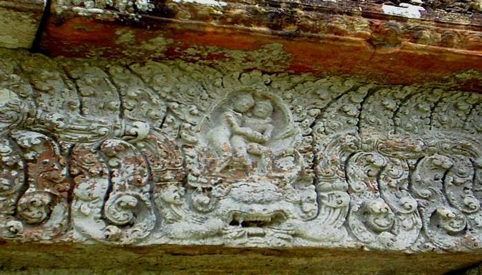 Carving on gopuram Cambodia. 