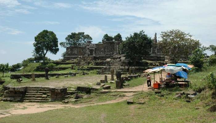 Ancient ruins of walkway at Prasat Preah Vihear Cambodia. 