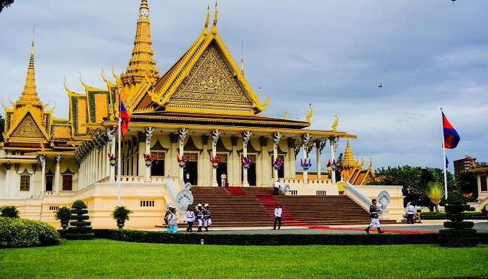 Witness the grandeur of the Royal Palace in Cambodia near Wat Langka