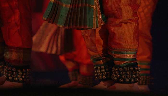 Close shot of a Bharatnatyam dancer