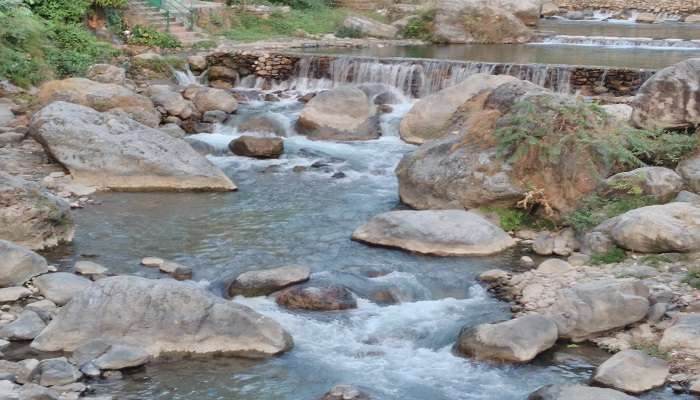 The serene Sahastradhara River natural spring located near Dhanaulti 
