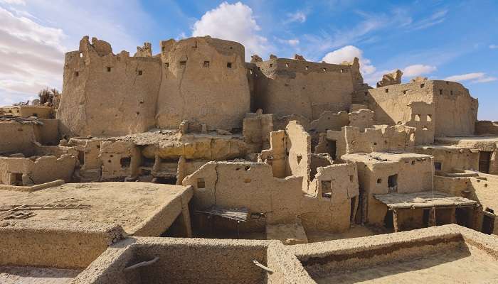 Gaze at the Sandstone walls of the beautiful fortress in Egypt.