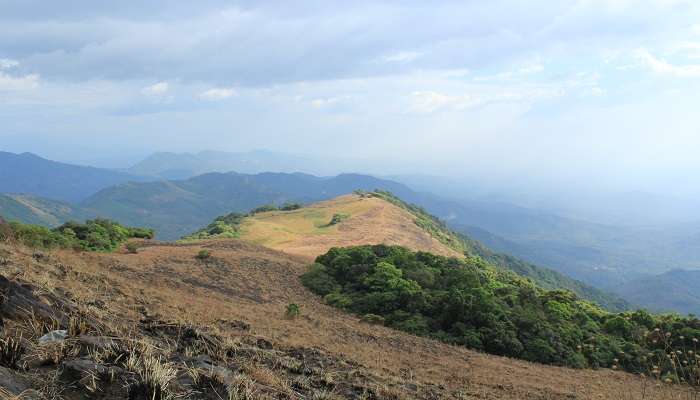 The Panoramic view of the mountain from the Paithalmala Peak one can visit while staying in resorts near Paithalamala