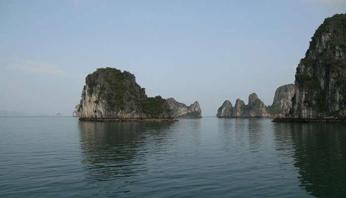 Swimming is a must-try activity in the waters of Ha Long Bay near Thien Canh Son Cave. 