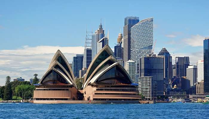 Sydney Opera House near Port Jackson Bay Australia