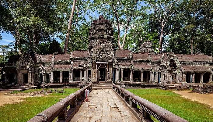 The Ta Prohm Temple is a popular tourist attraction and sometimes also referred to as the “Tomb Raider Temple”