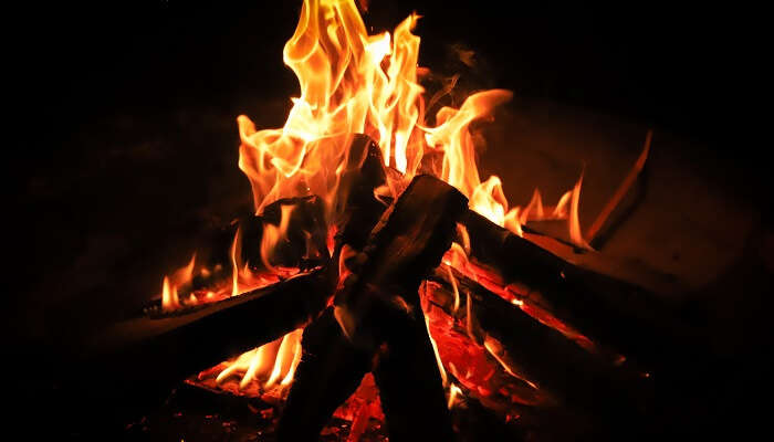 Unwind the evening with a campfire at Tea Castle Resort Munnar.
