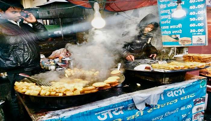 Delicious food in main market of Uttarakhand.