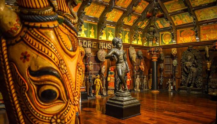 See the artefacts at the Kerala Folklore Museum