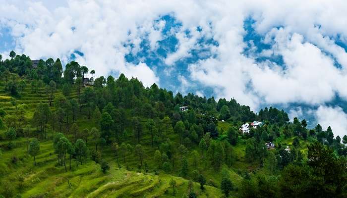 An image of Almora with clouds over the mountain