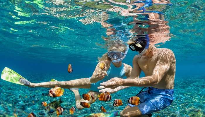 Snorkelling and other water activities can be enjoyed at this beach