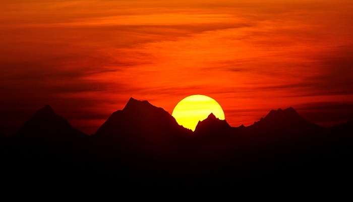 Beautiful sunrise in Kausani Uttarakhand.