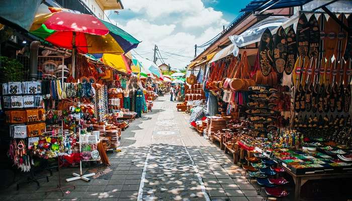 Beautiful and vibrant street market near Neka Art Museum Bali