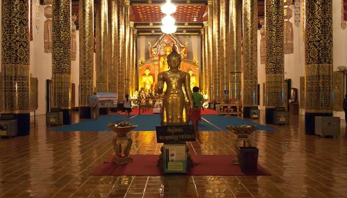 Ancient Wat Chedi Luang temple with towering Chedi