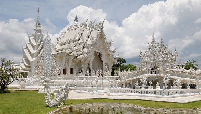 Famous White Temple in Chiang Rai, located near Oub Kham Museum.