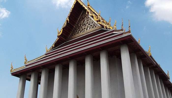 Entrance to worship at Wat Phu Khao Thong in Bangkok.