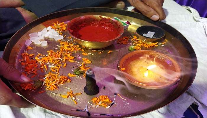 two tall aarti stambha at gopal mandir Ujjain. 