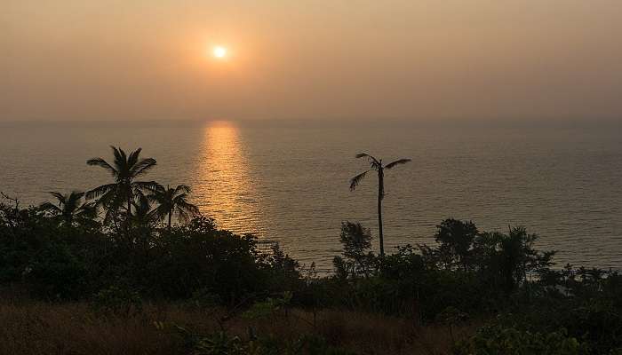 Sunset at Ashwem beach in Goa