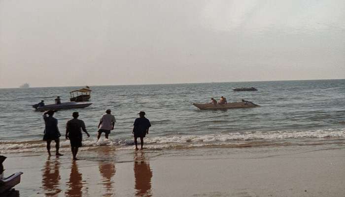 The panoramic view of Calangute beach in Goa.