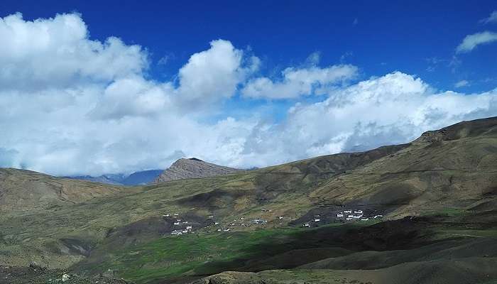 The view of Hikkim Village on the way to Komic Village