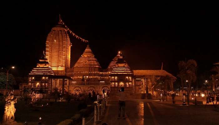 Night view of the Jagannath Temple in Puri