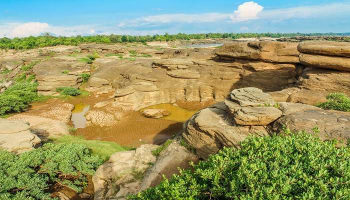 Trekking in Sam Phan Bok and exploring the rock formations is a thrilling experience. 