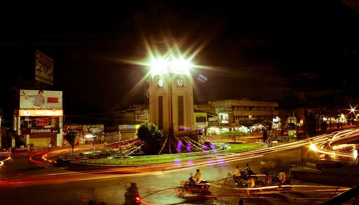 The Anantapur Clock Tower at night.