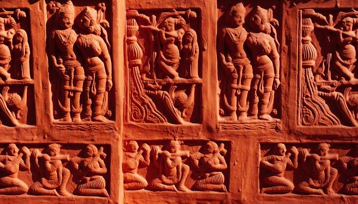 Guardian carved on the stone steps of temple in Anuradhapura Archaeological Museum