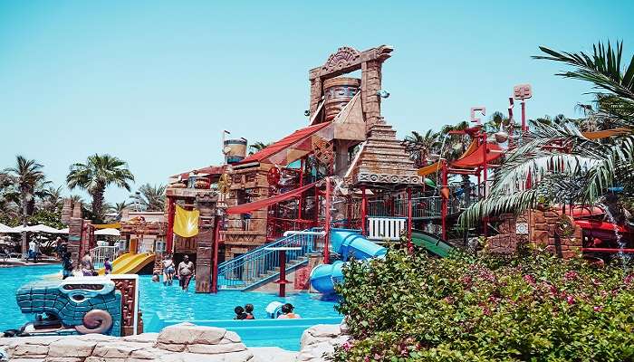 Water slide at Neeladri Amusement and Water Parks.