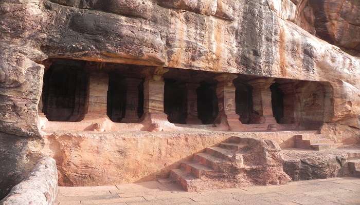 cave number 4 at the Badami cave temple near the Agastya Lake.