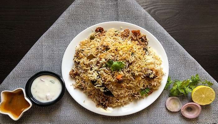 authentic dum biryani served at Bidri restaurant near Charminar Hyderabad