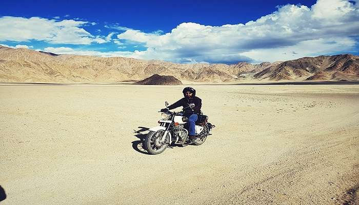 Motorbiking on the tough terrain of Leh