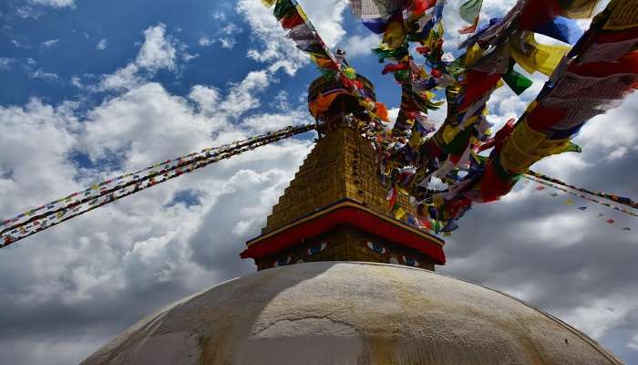 Golden spire and flags