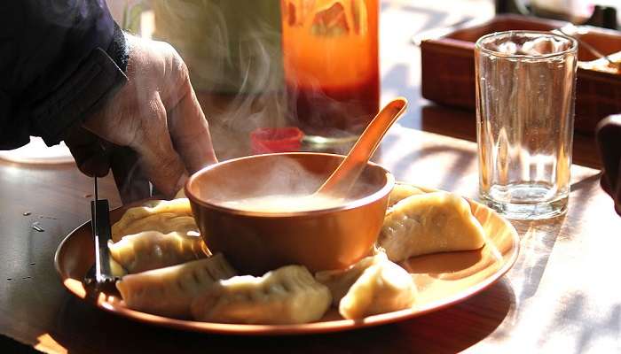 Momos are served as a part of traditional cuisine in Ladakh