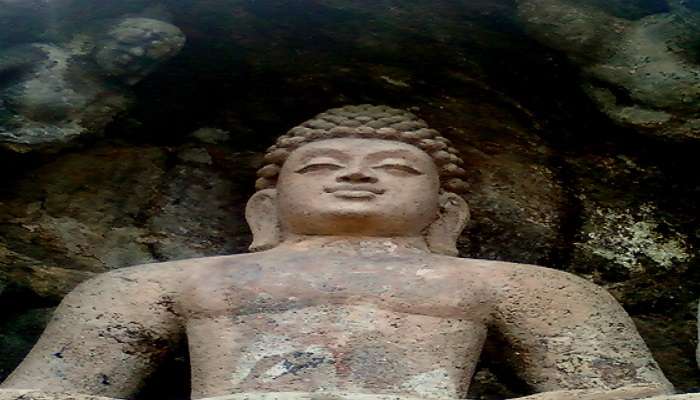 Seated Buddha statue at Nandikonda, near Nalgonda. 