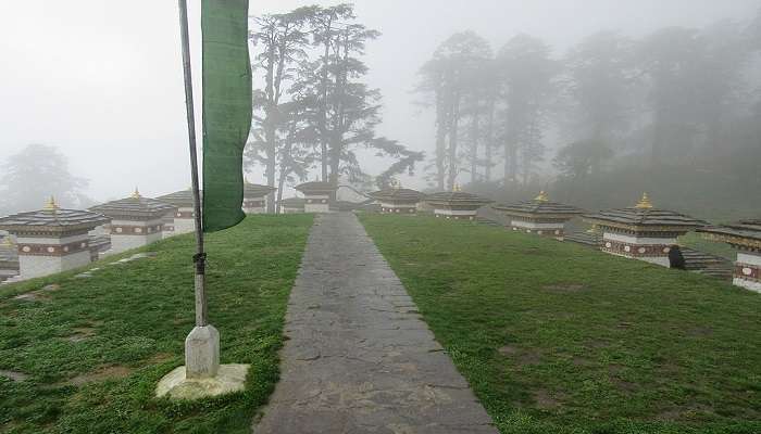 Mist at the Dochula Pass, a must see place near Simtokha Dzong Bhutan.