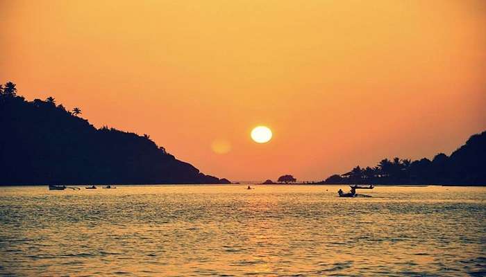 Gorgeous view of a sunset at beach in Goa