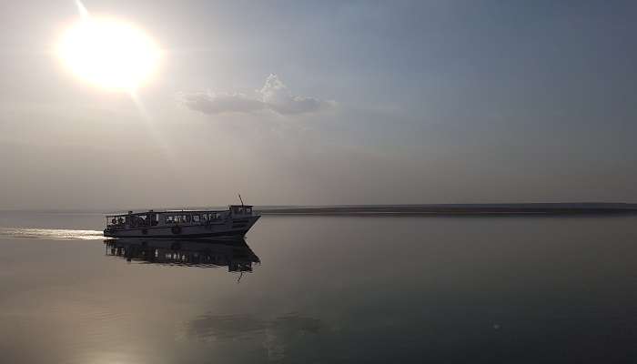 Boating at the Nagarjuna Sagar Reservoir near Nalgonda.