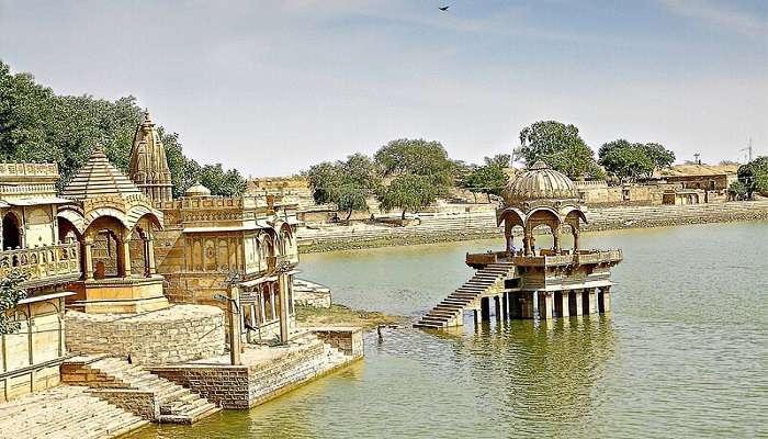 View of the Gadisar Lake from inside a Chhatri 