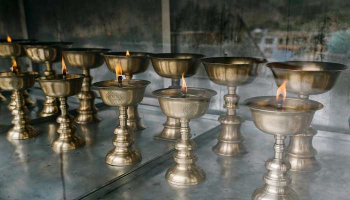 Lamps in the Salem Muthumalai murugan temple 